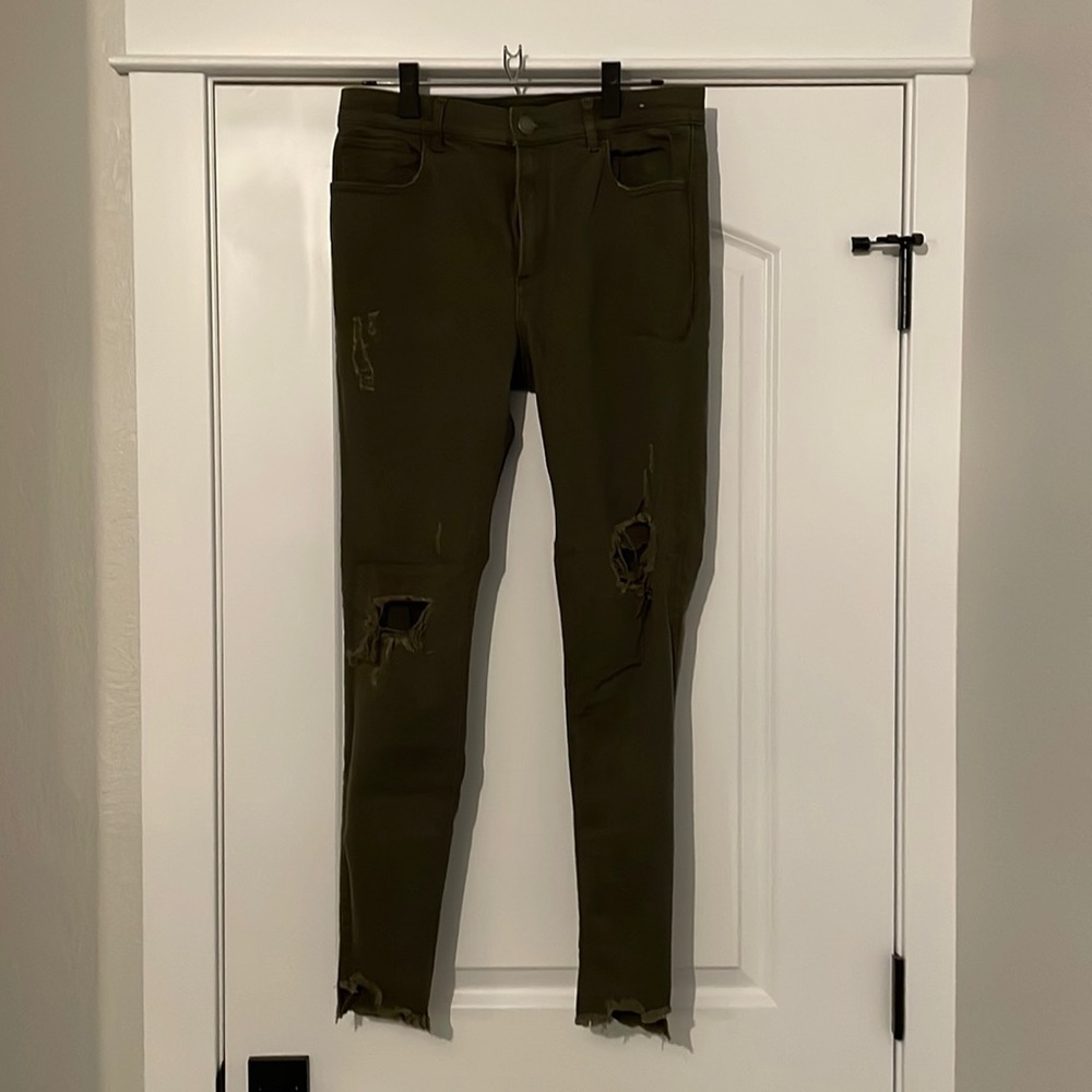 Dark green express skinny jeans